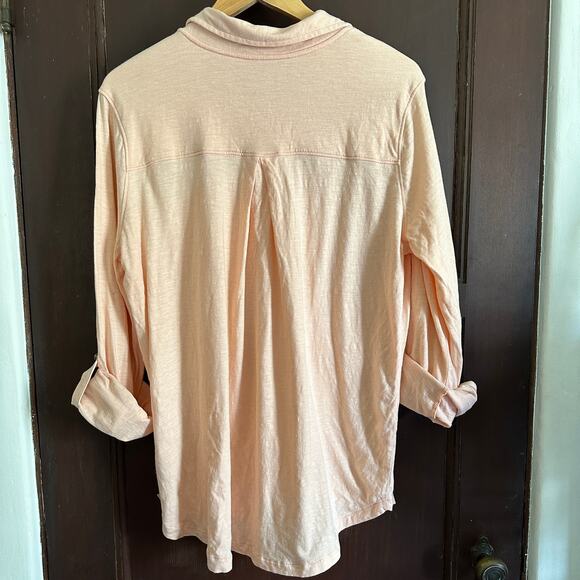 CARHARTT | Women's Jersey PInk Button Down Shirt with Roll up Sleeves | Sz Large - Picture 5 of 5